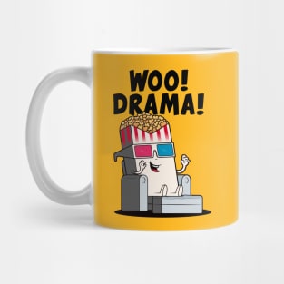Woo! Drama! Funny popcorn character loves drama! (on light colors) Mug